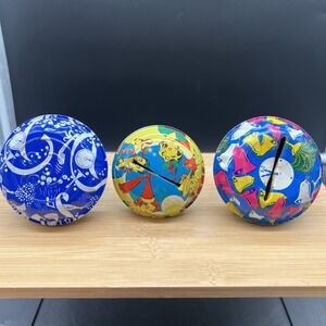 3 Antique VTG Metal Rattle Style Bells Noisemaker W/Handle Party New Years Eve